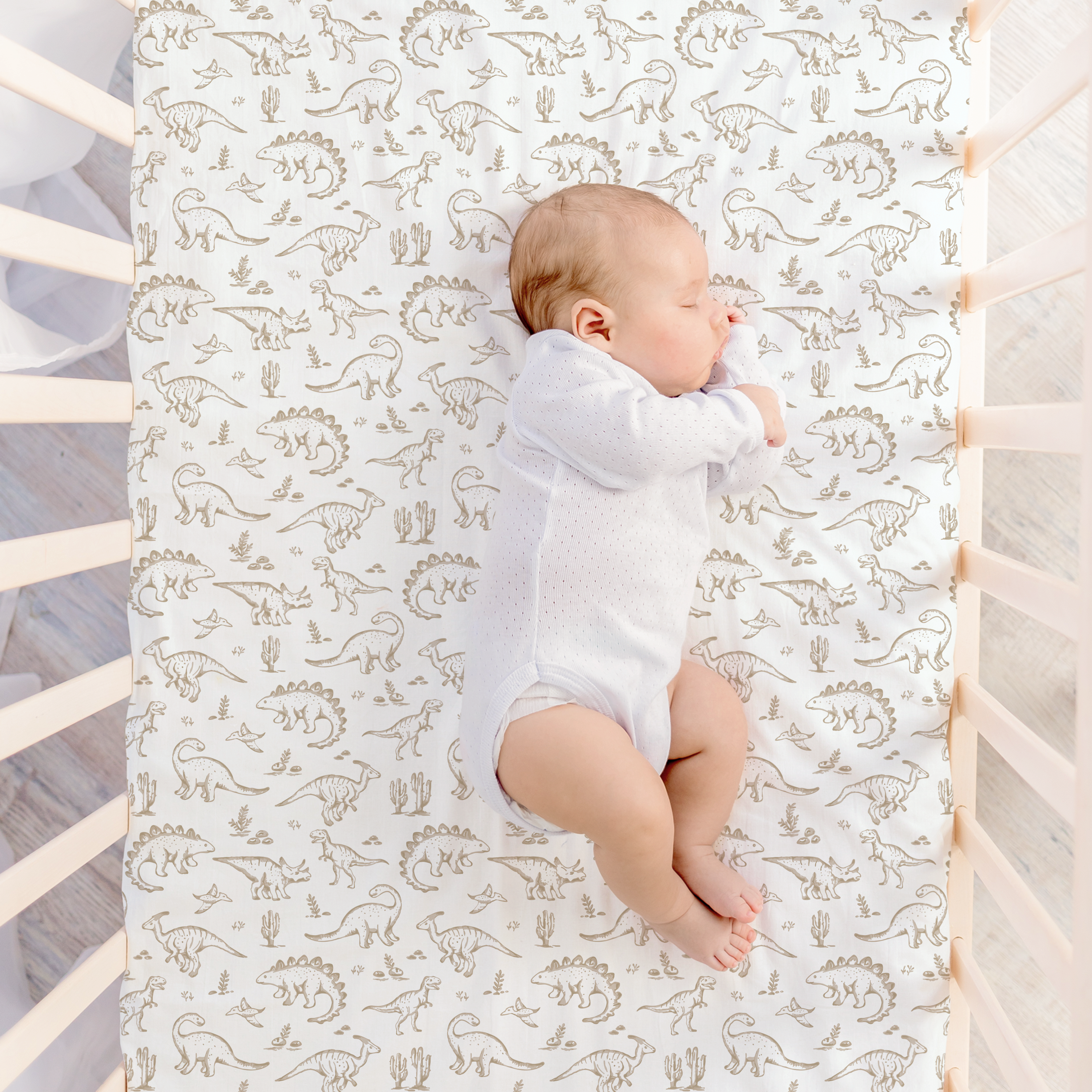 Organic Crib Sheet - Dino Dreams - Makemake Organics