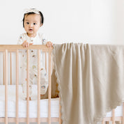 Organic Cotton Scalloped Baby Blanket - Beige - Makemake Organics