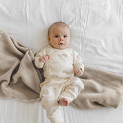 Organic Cotton Scalloped Baby Blanket - Beige - Makemake Organics