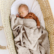 Organic Cotton Pointelle Baby Knit Blanket - Beige - Makemake Organics