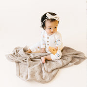 Organic Cotton Pointelle Baby Knit Blanket - Beige - Makemake Organics