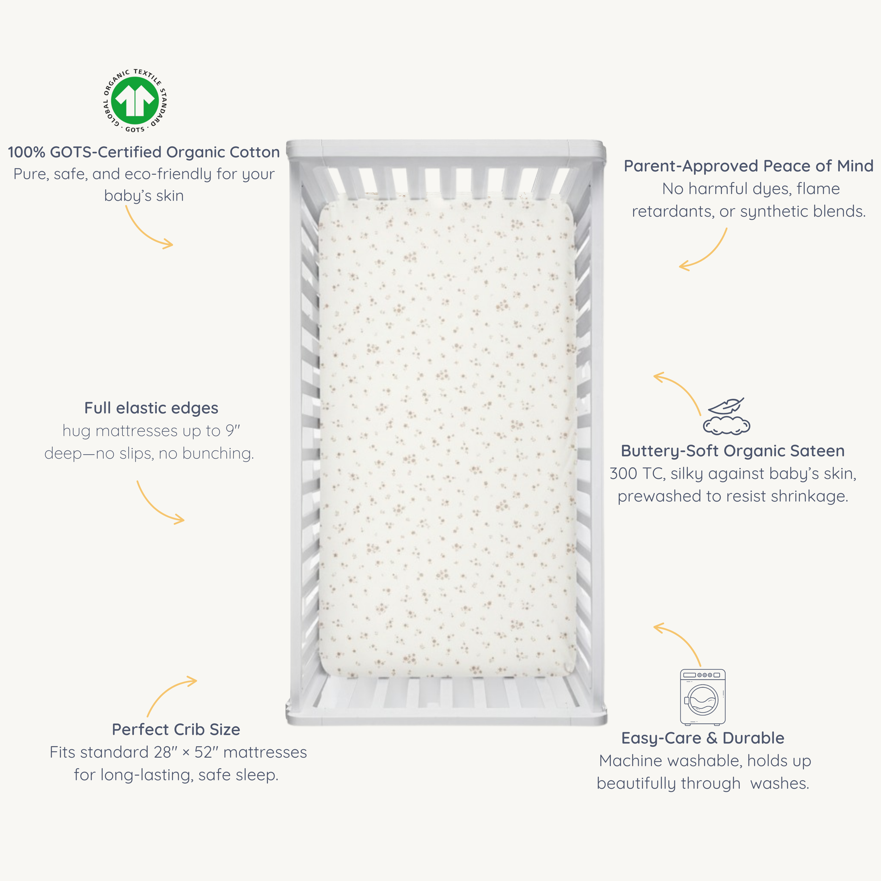 Organic Crib Sheet - Bloom - Makemake Organics