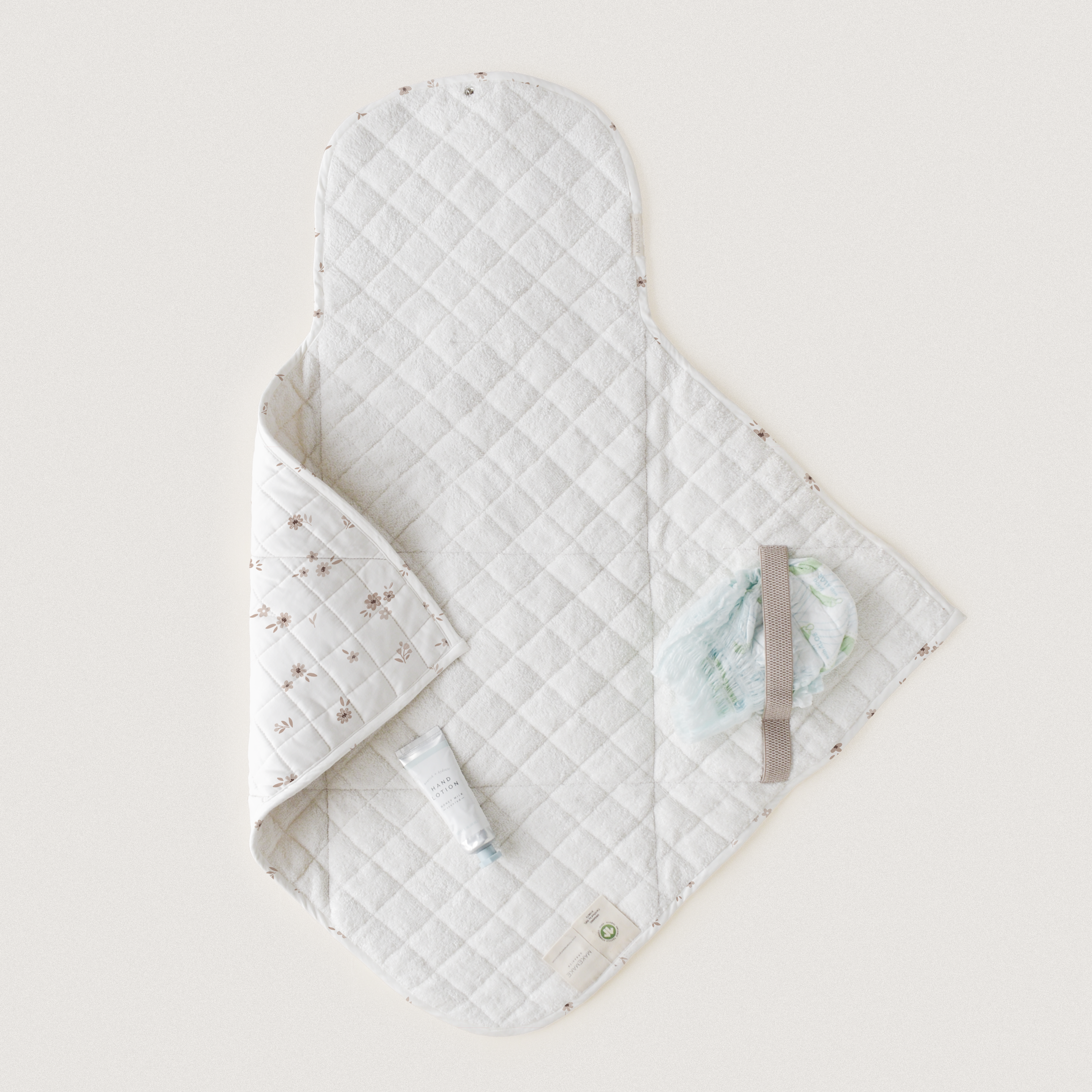 Organic Cotton Portable Changing Mat - Bloom - Makemake Organics