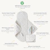 Organic Cotton Portable Changing Mat - Bloom - Makemake Organics