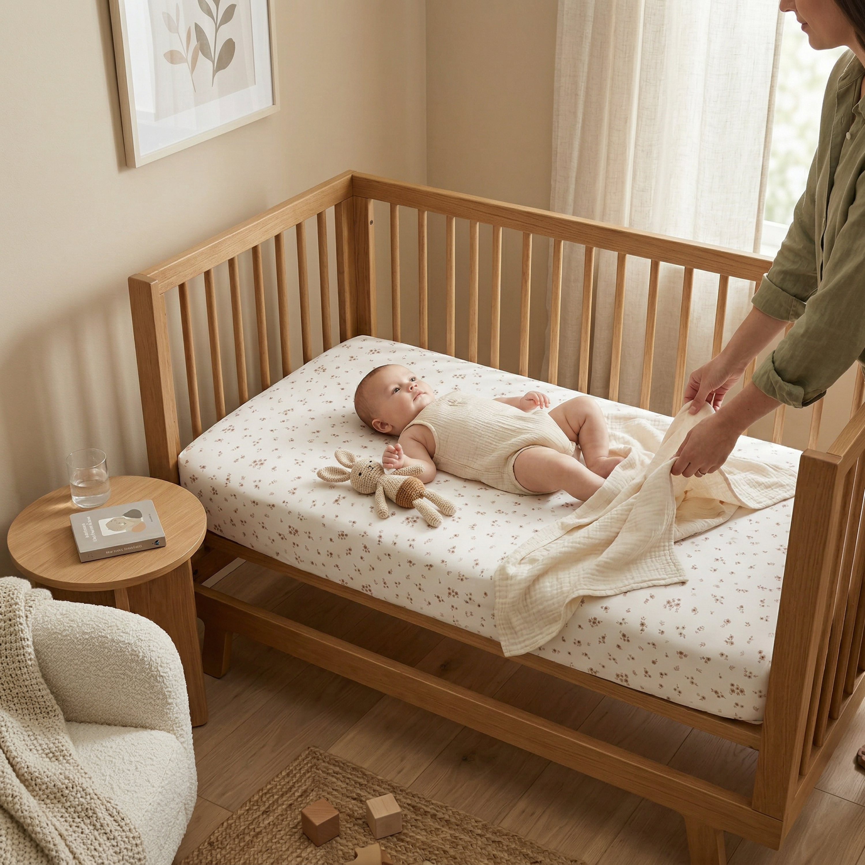 Organic Crib Sheet - Bloom - Makemake Organics