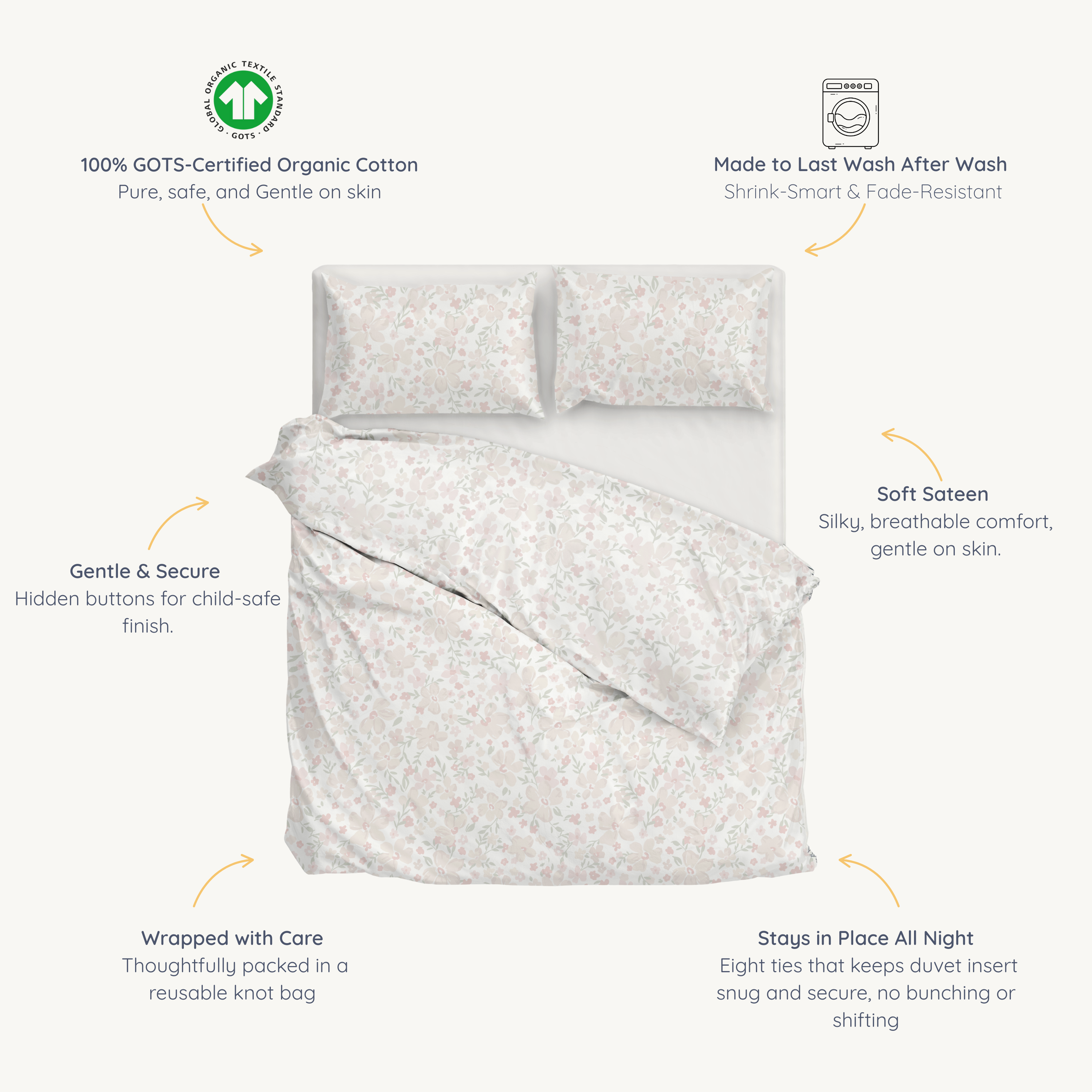 Organic Duvet Cover - Blossom - Makemake Organics