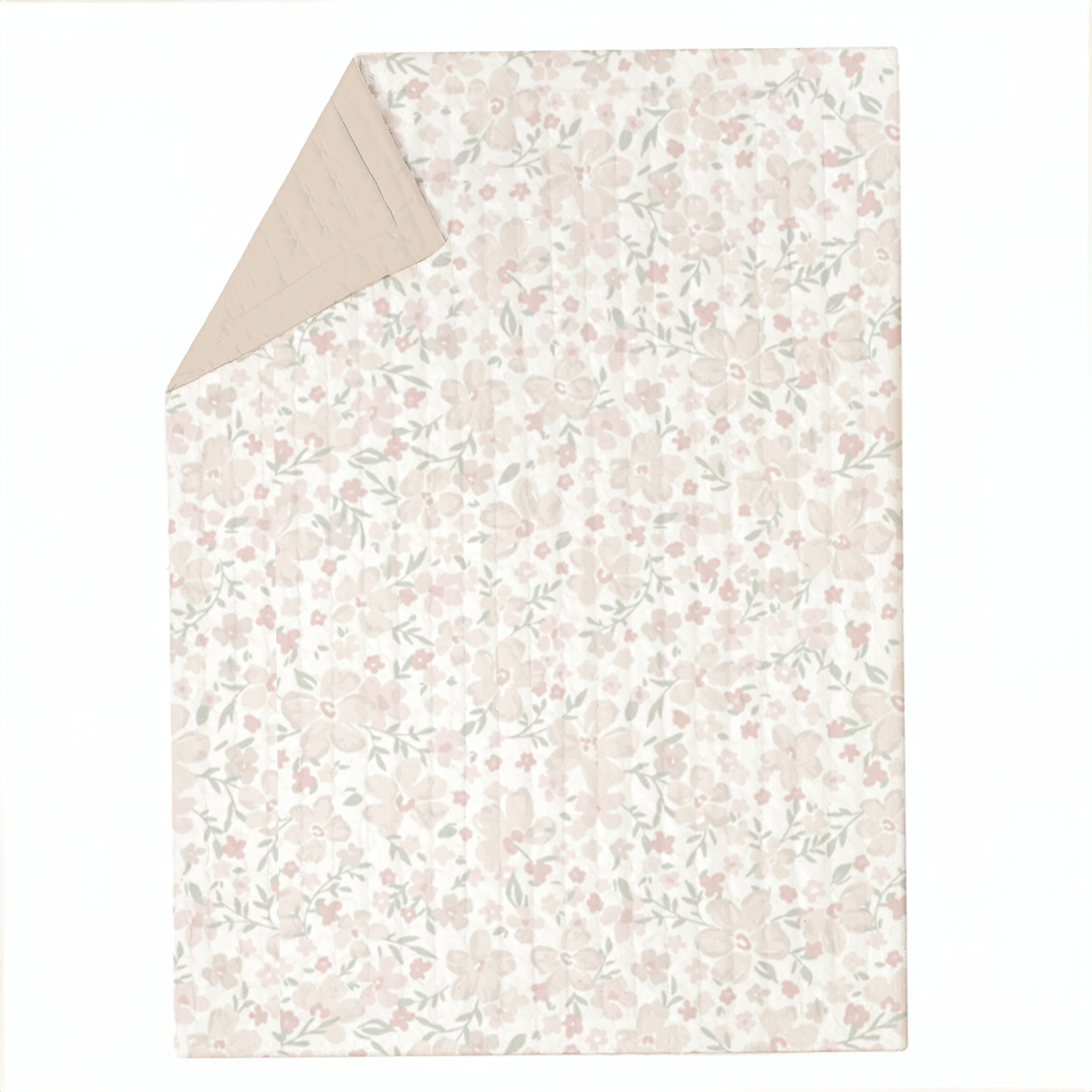 Organic Kids Quilt - Blossom & Taupe - Makemake Organics
