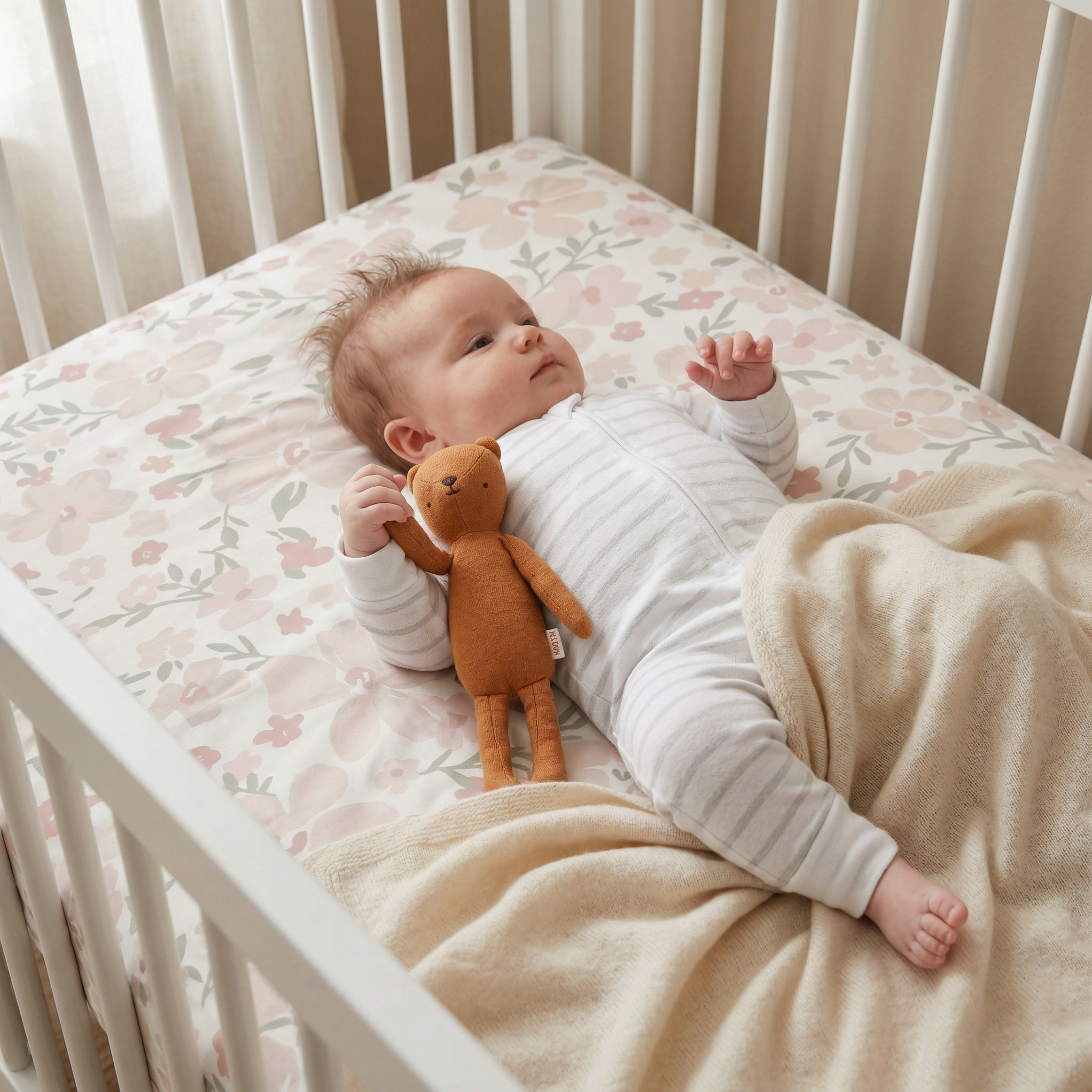 Organic Crib Sheet - Blossom - Makemake Organics