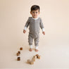 Organic 2-Way Zip Romper - Brown Stripe - Makemake Organics