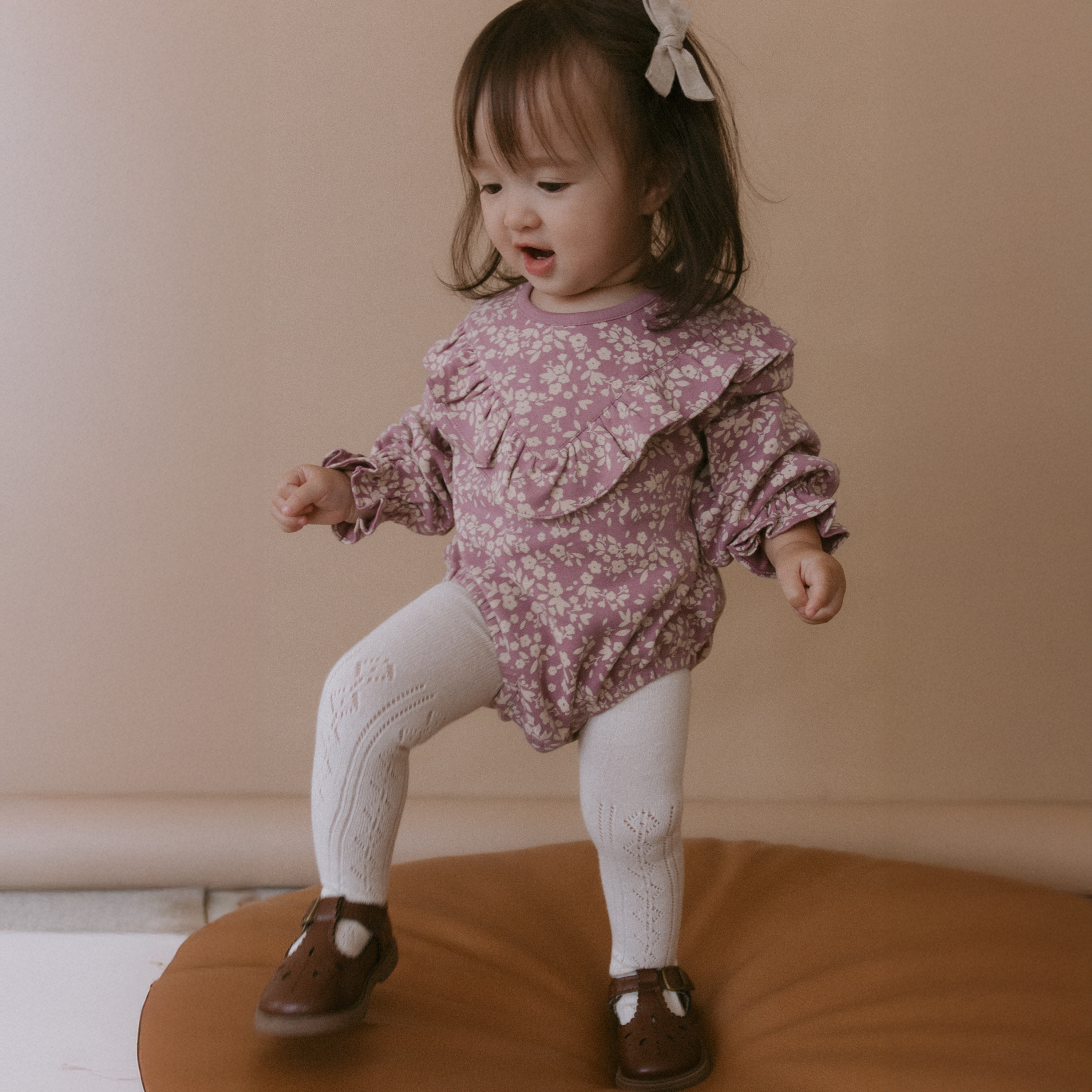 Organic Ruffle Bubble Romper - Thistle - Makemake Organics
