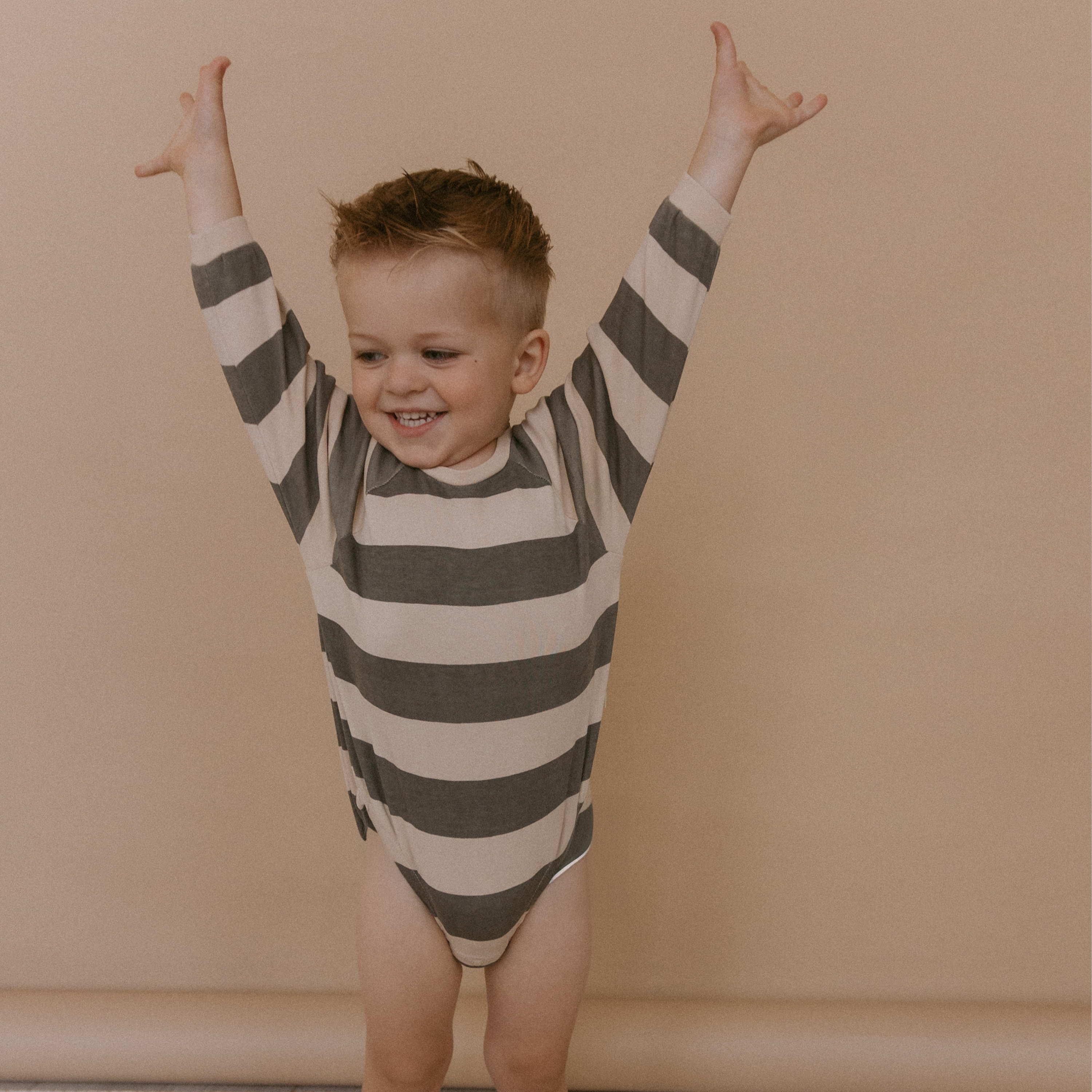 Organic Long Sleeve Bubble Romper - Bold Stripes - Makemake Organics