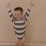 Organic Long Sleeve Bubble Romper - Bold Stripes - Makemake Organics