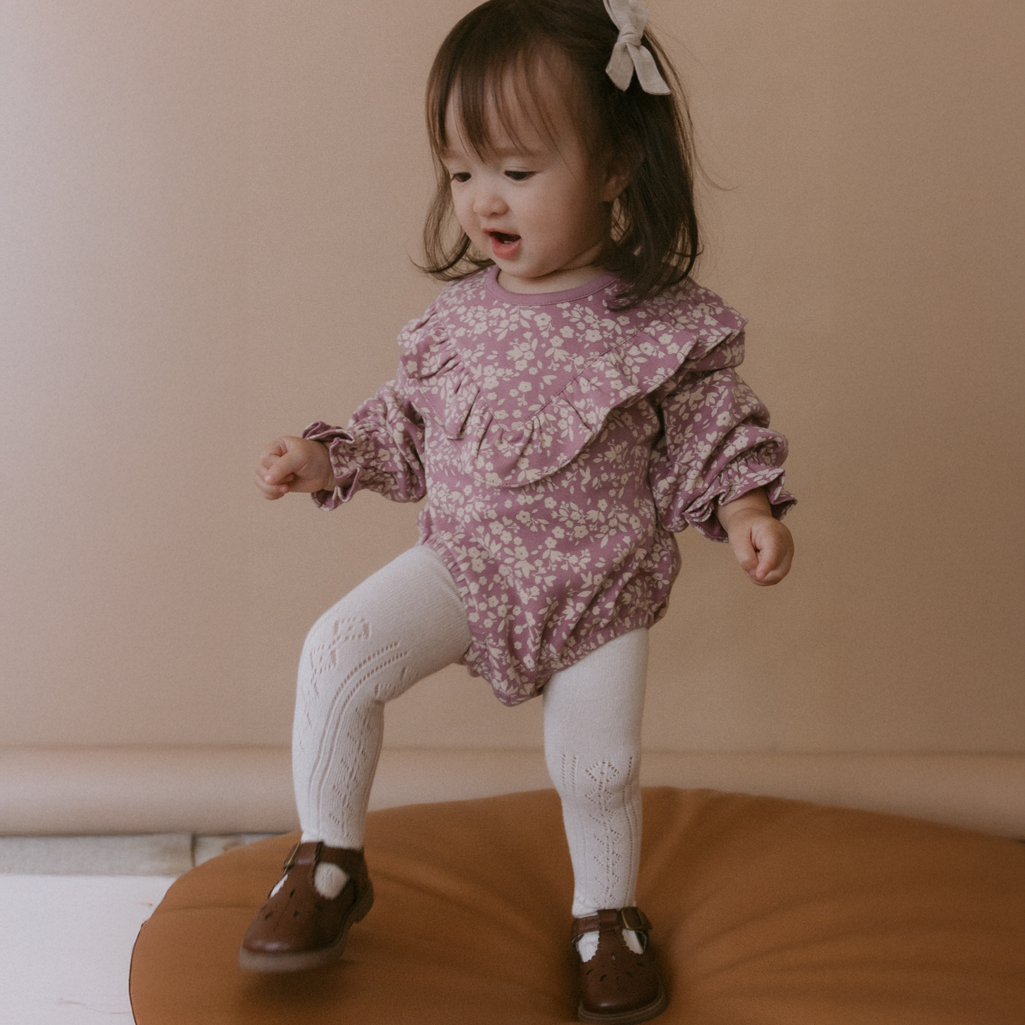 Organic Ruffle Bubble Romper - Thistle - Makemake Organics