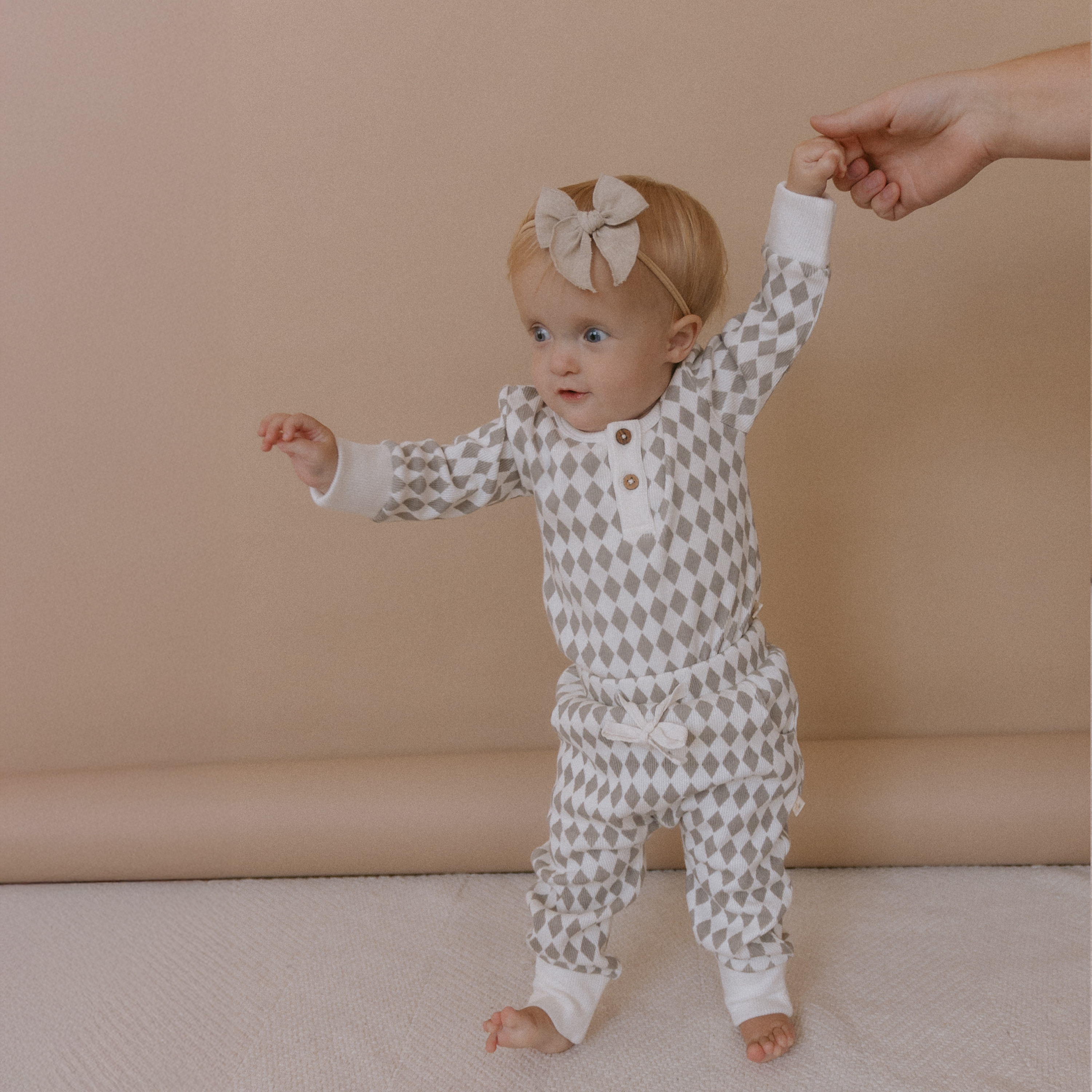 Organic Button Onesie & Pants Set - Harlequin - Makemake Organics