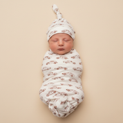 Organic Swaddle Blanket & Hat Set - Cars - Makemake Organics