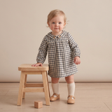 Organic Peter Pan Collar Dress - Charcoal Plaid