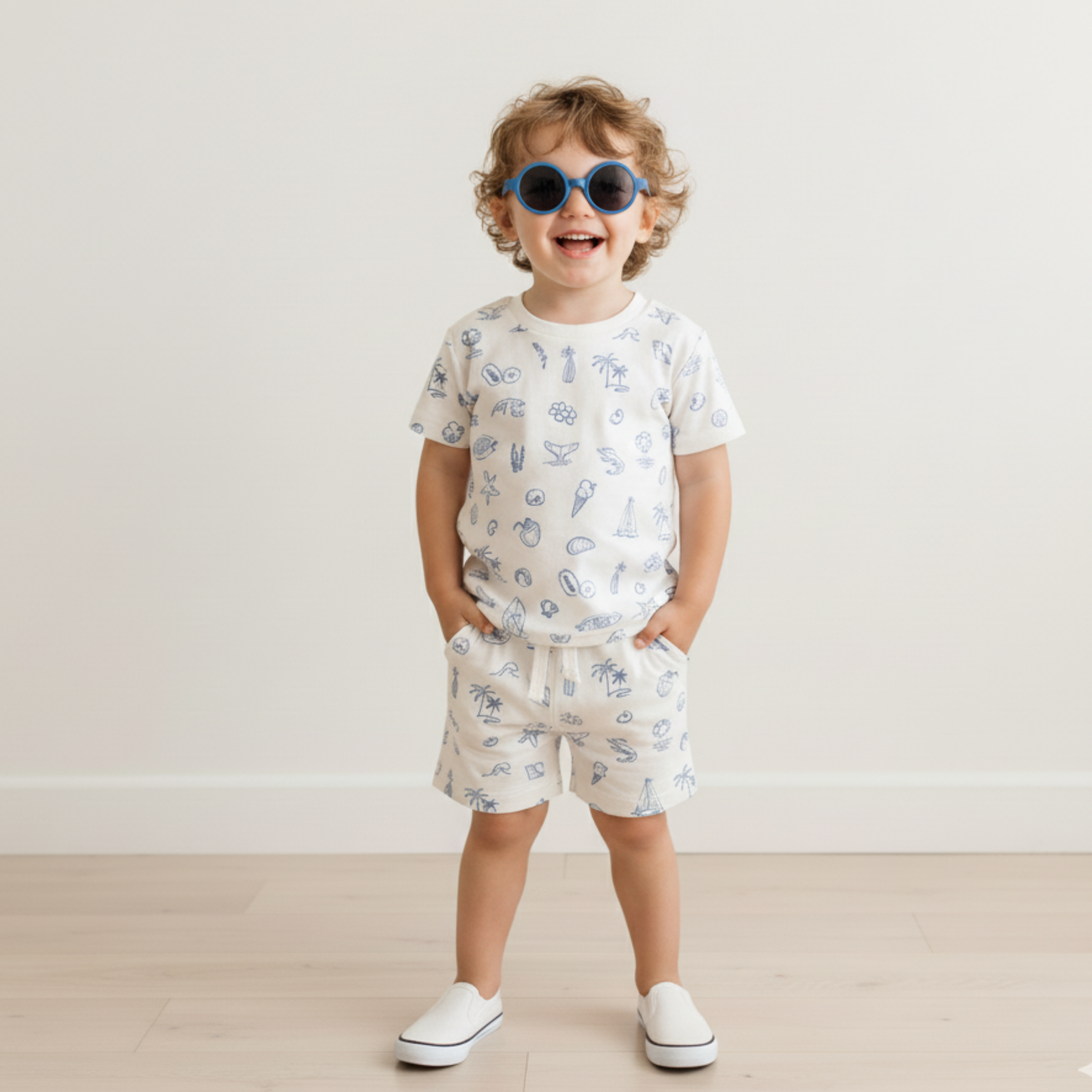 Organic Tee & Shorts Set - Coastal - Makemake Organics