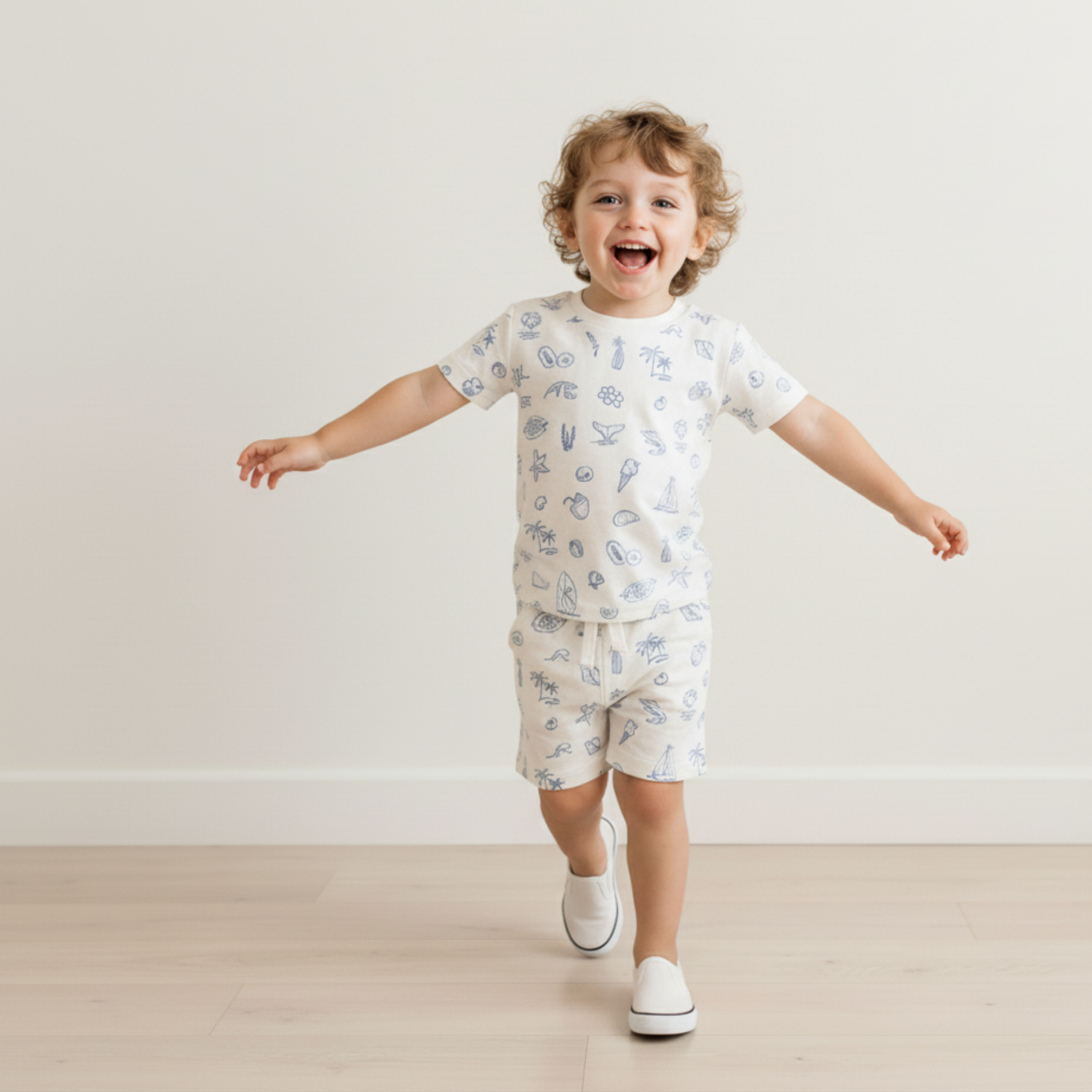 Organic Tee & Shorts Set - Coastal - Makemake Organics