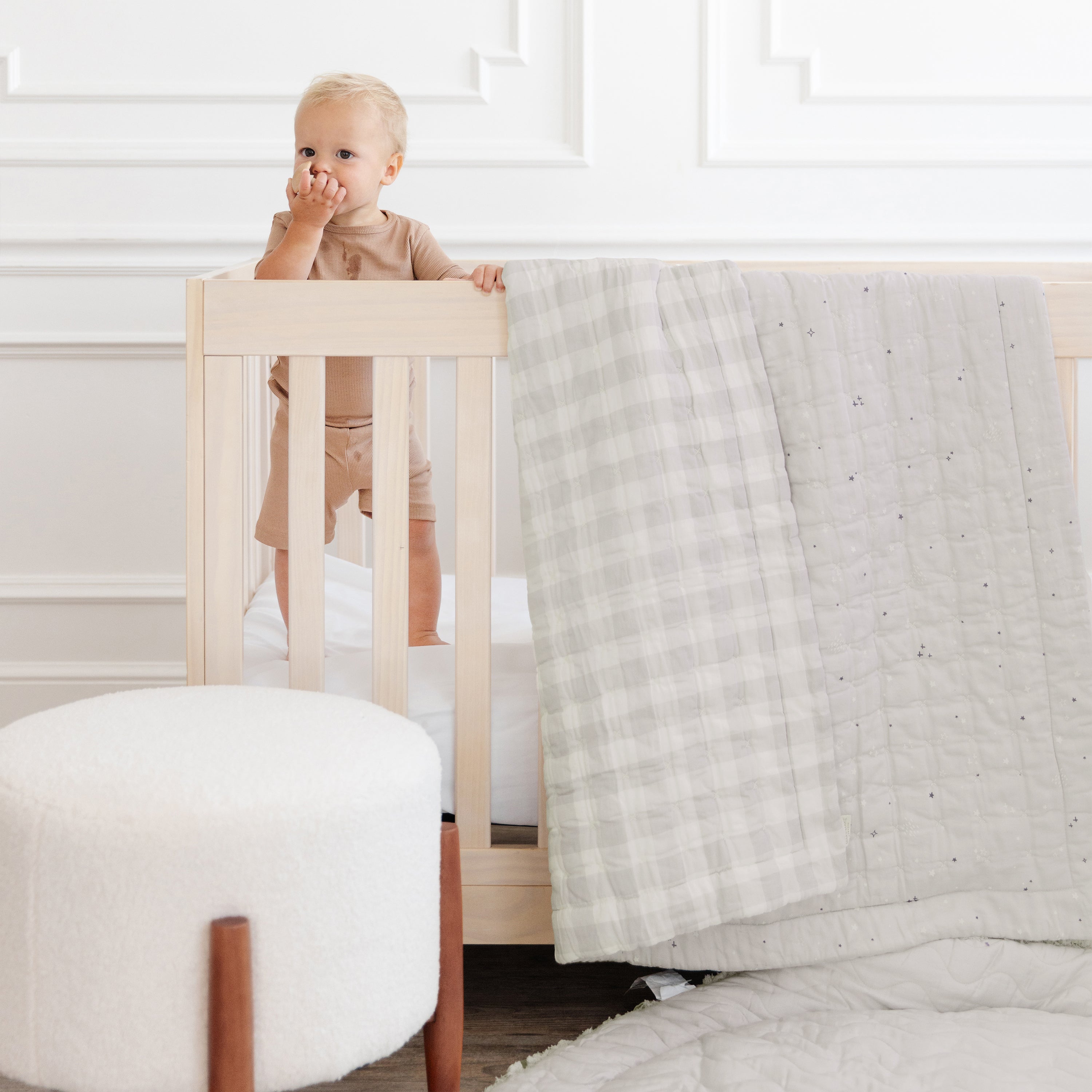 Organic Kids Quilt - Milkyway & Gingham - Open Box - Makemake Organics