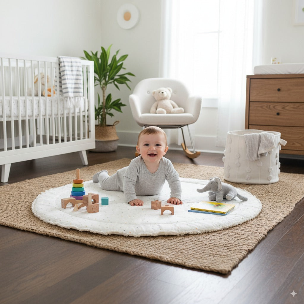 Organic Cotton Quilted Play Mat - Dotty - Makemake Organics