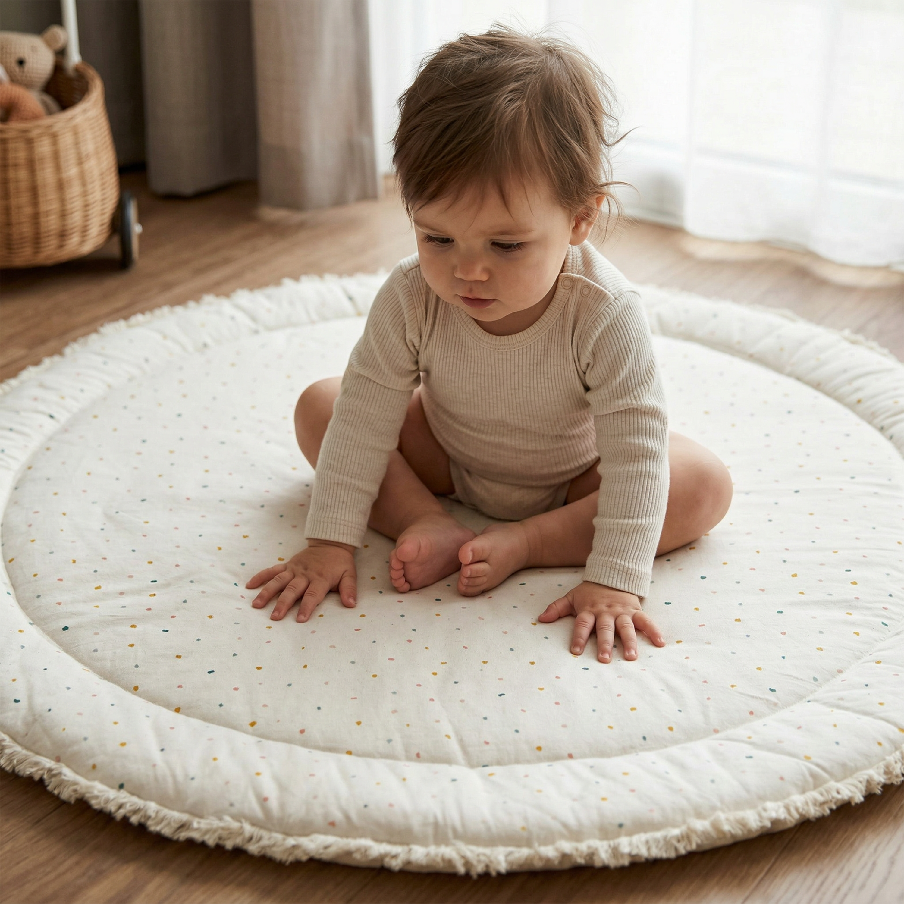 Organic Cotton Quilted Play Mat - Dotty - Makemake Organics