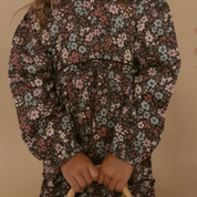 Organic Long Sleeve Tiered Dress - Bohemian Floral - Makemake Organics