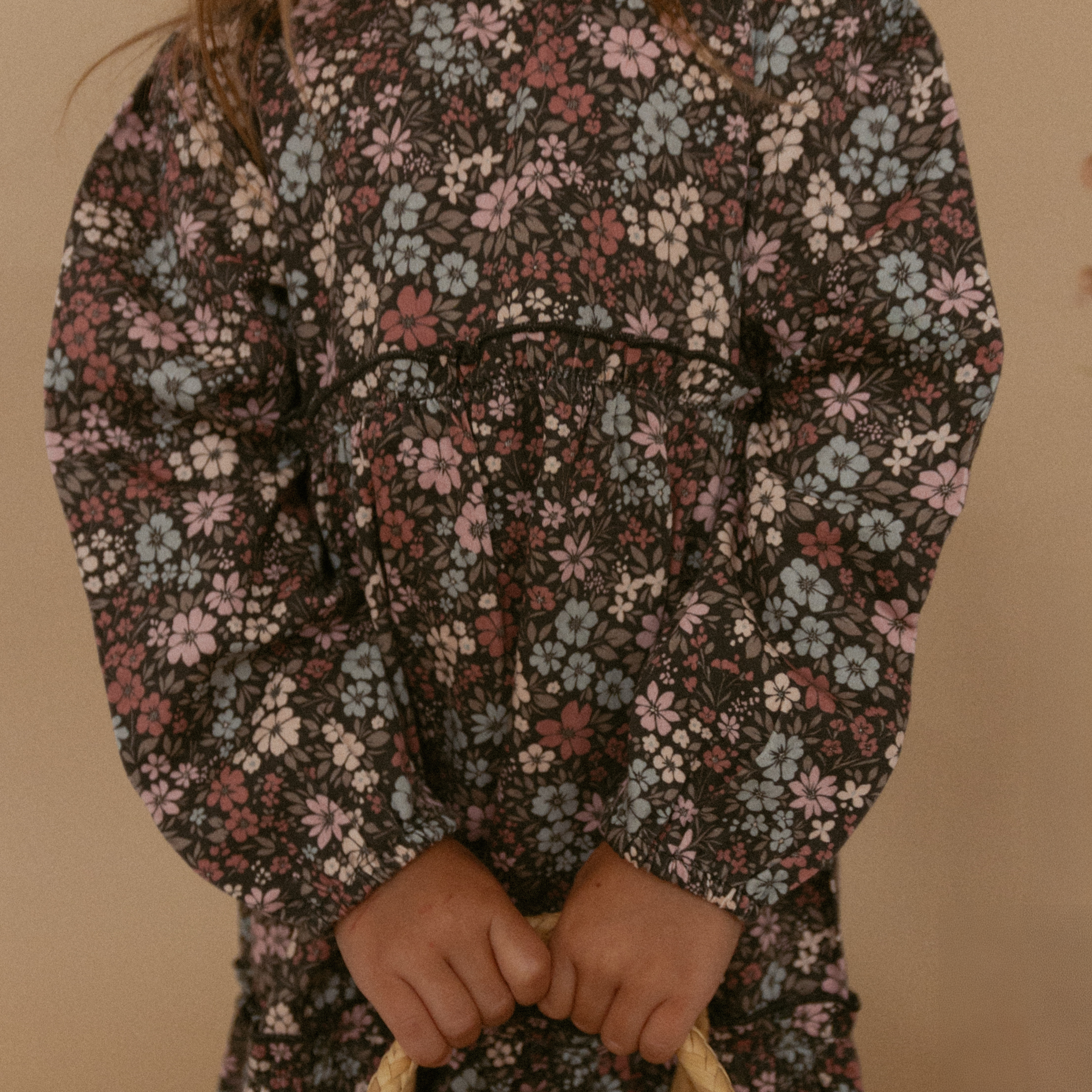 Organic Long Sleeve Tiered Dress - Bohemian Floral - Makemake Organics