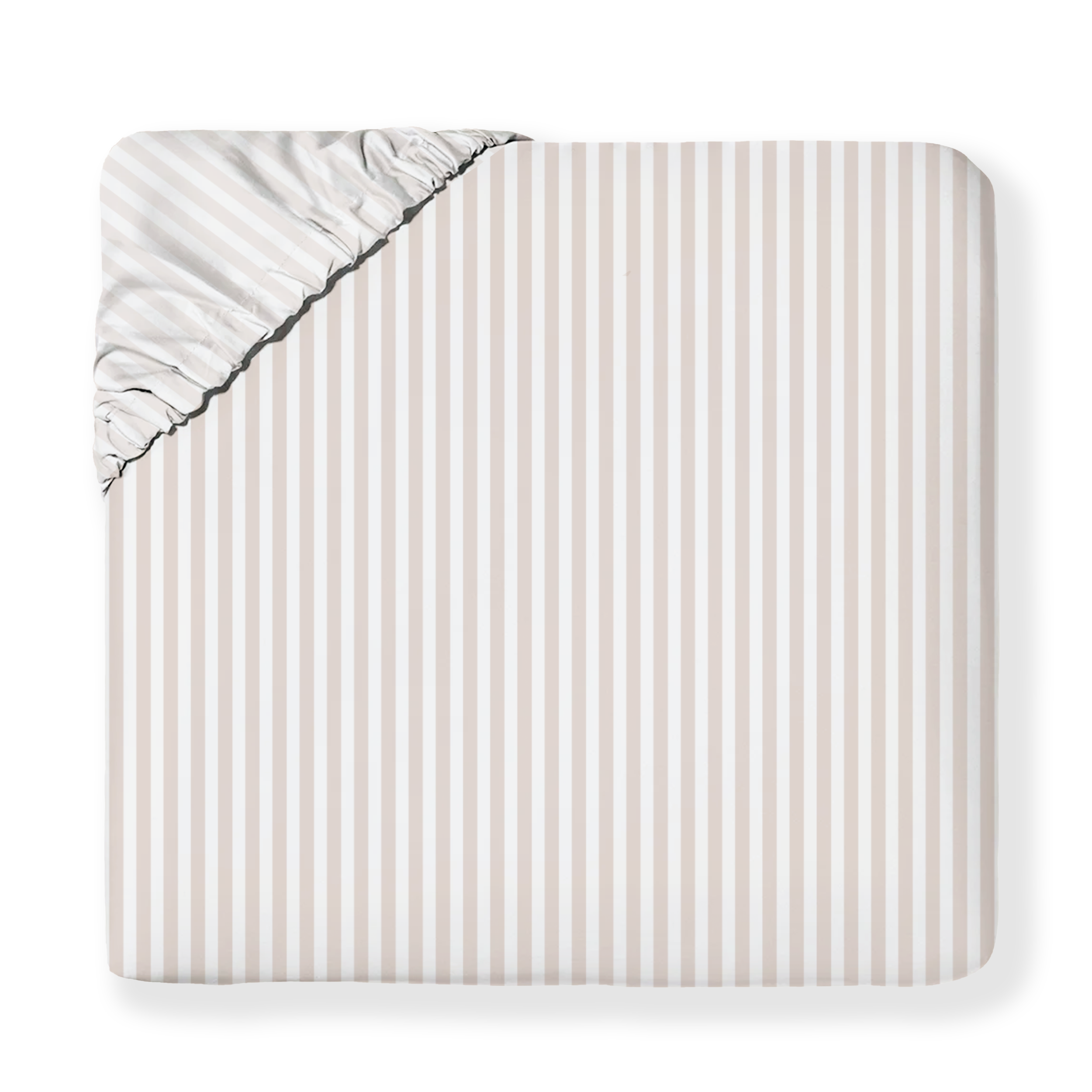 Organic Kids Fitted Sheet - Beige Stripes - Makemake Organics