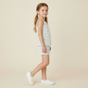 Organic Tank Top & Shorts Set - Fog Stripes - Makemake Organics