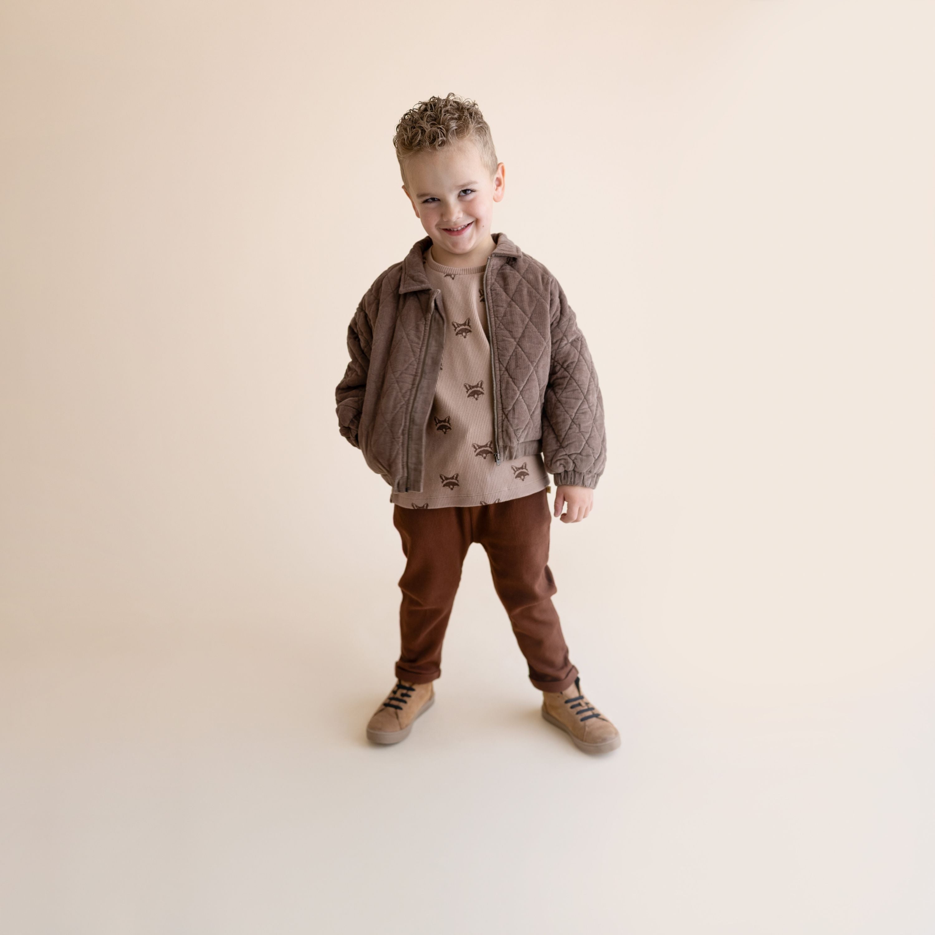 Organic Tee & Foldover Pants Set - Fox - Makemake Organics