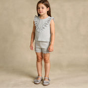Organic Ruffle Top & Shorts Set - Fog - Makemake Organics