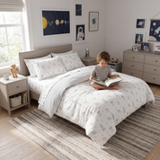 Organic Duvet Cover - Astro & Navy Blue Stripes - Makemake Organics