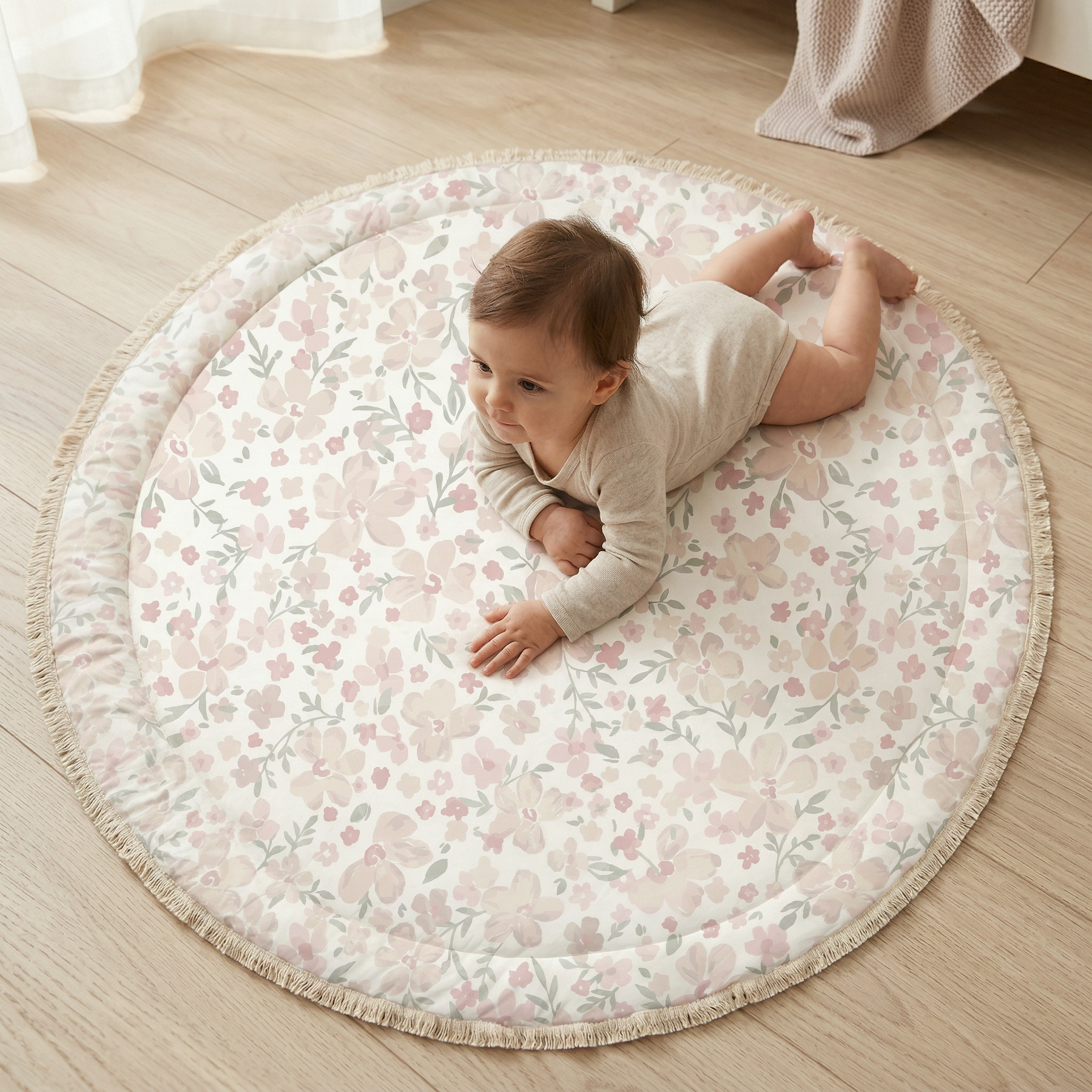 Organic Cotton Quilted Play Mat - Blossom - Makemake Organics