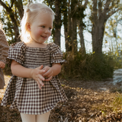 Organic Smocked Dress W/ Bloomers - Gingham Checks - Makemake Organics