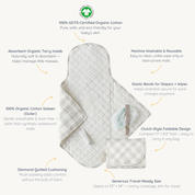 Organic Portable Changing Mat - Plaid Grey - Makemake Organics