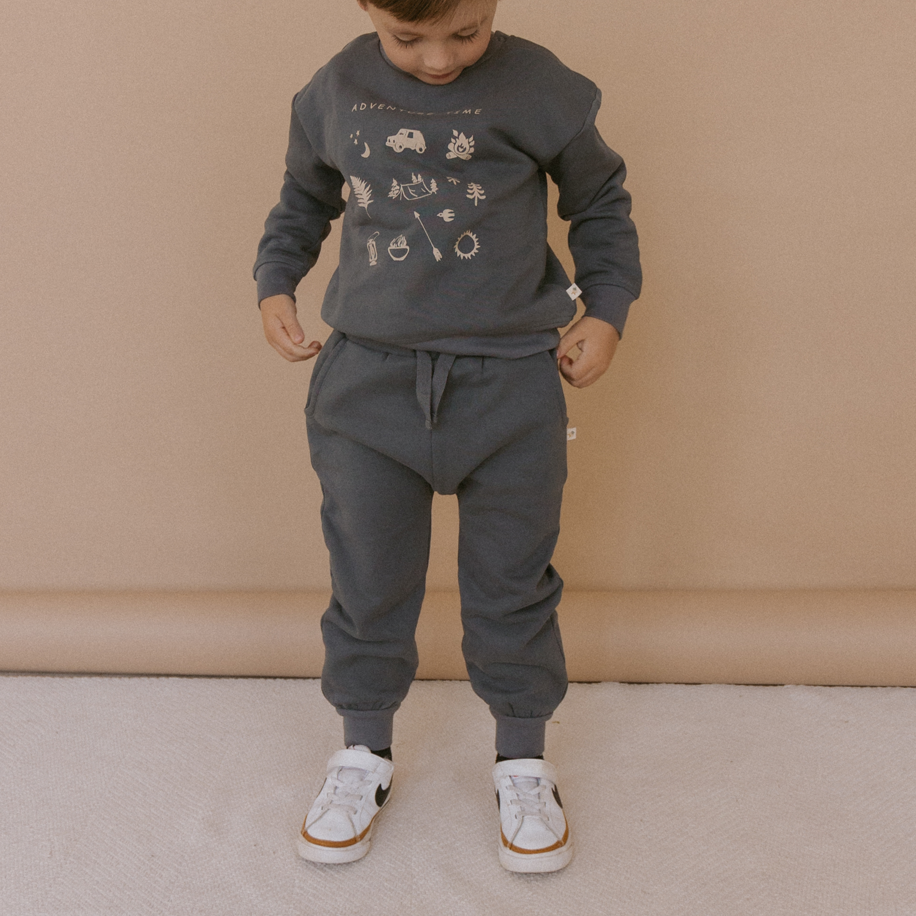 Organic Fleece Jogger Pants - Hale Navy - Makemake Organics