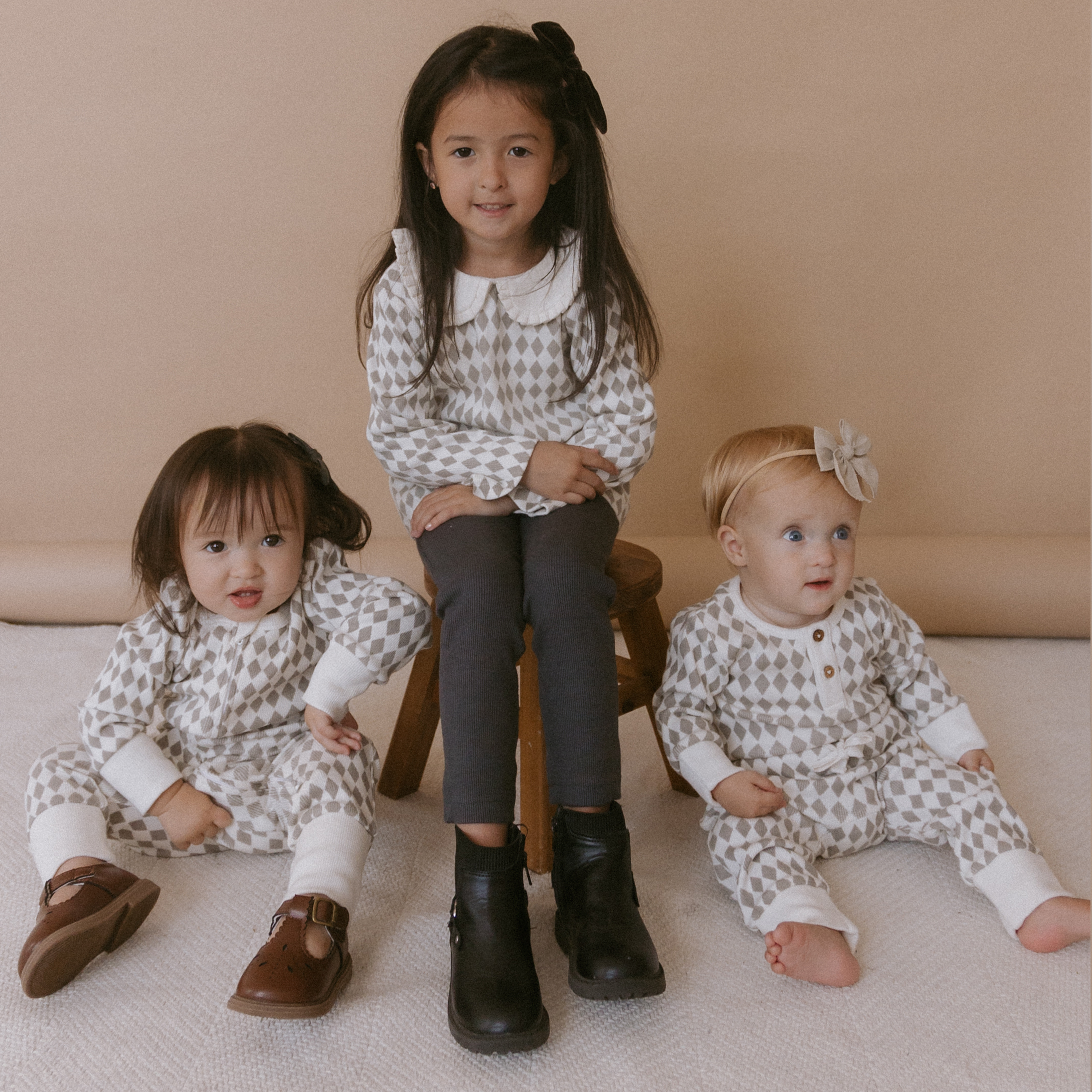 Organic Ruffle Collar Top & Leggings Set - Harlequin - Makemake Organics