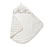 A Makemake Organics Organic Cotton Hooded Baby Towel & Poncho - Plaid, displayed against a plain white background.