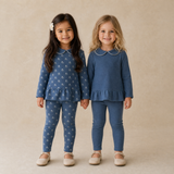 Organic Legging Set of 2 - Indigo Blossom + Navy