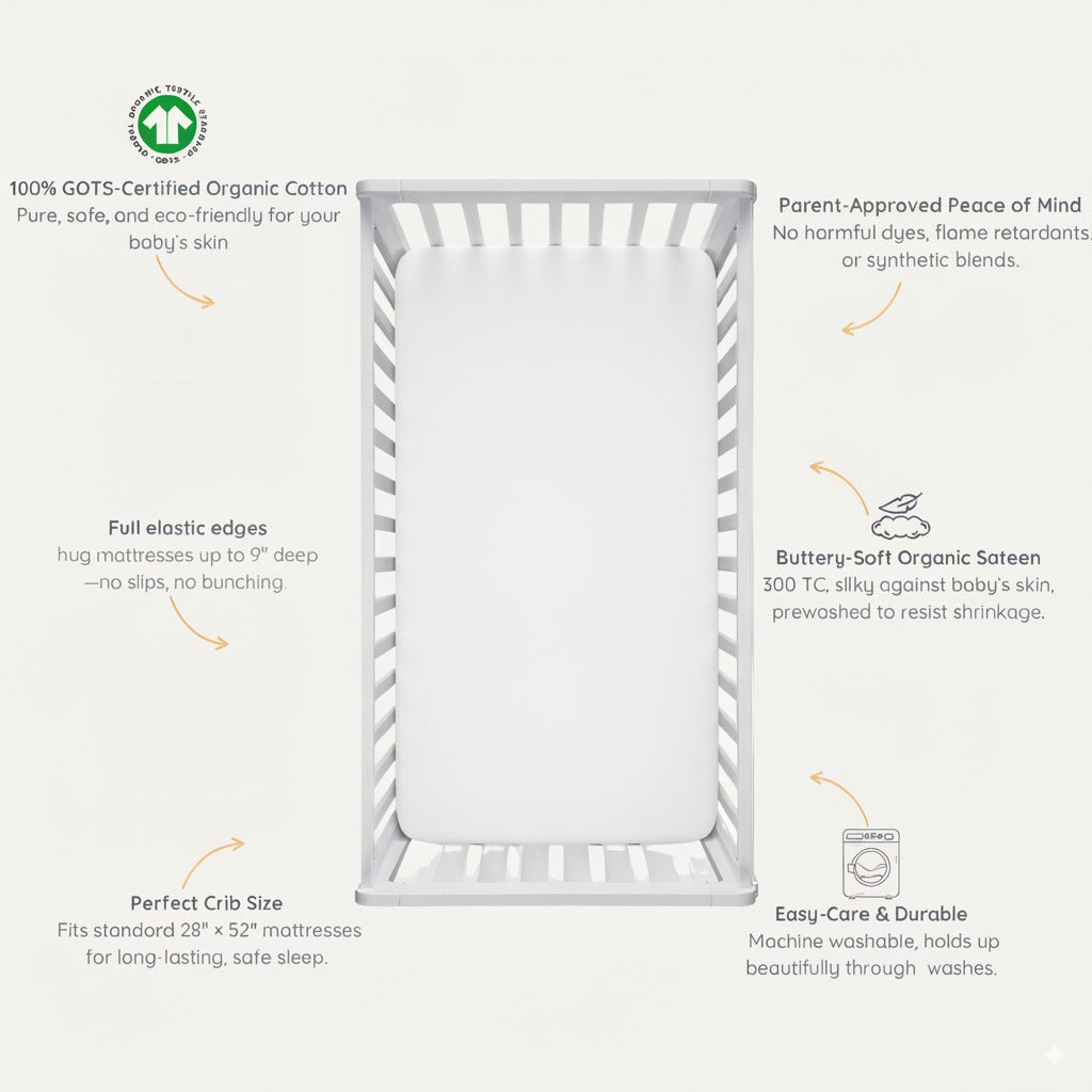 Organic Crib Sheet - Ivory - Makemake Organics