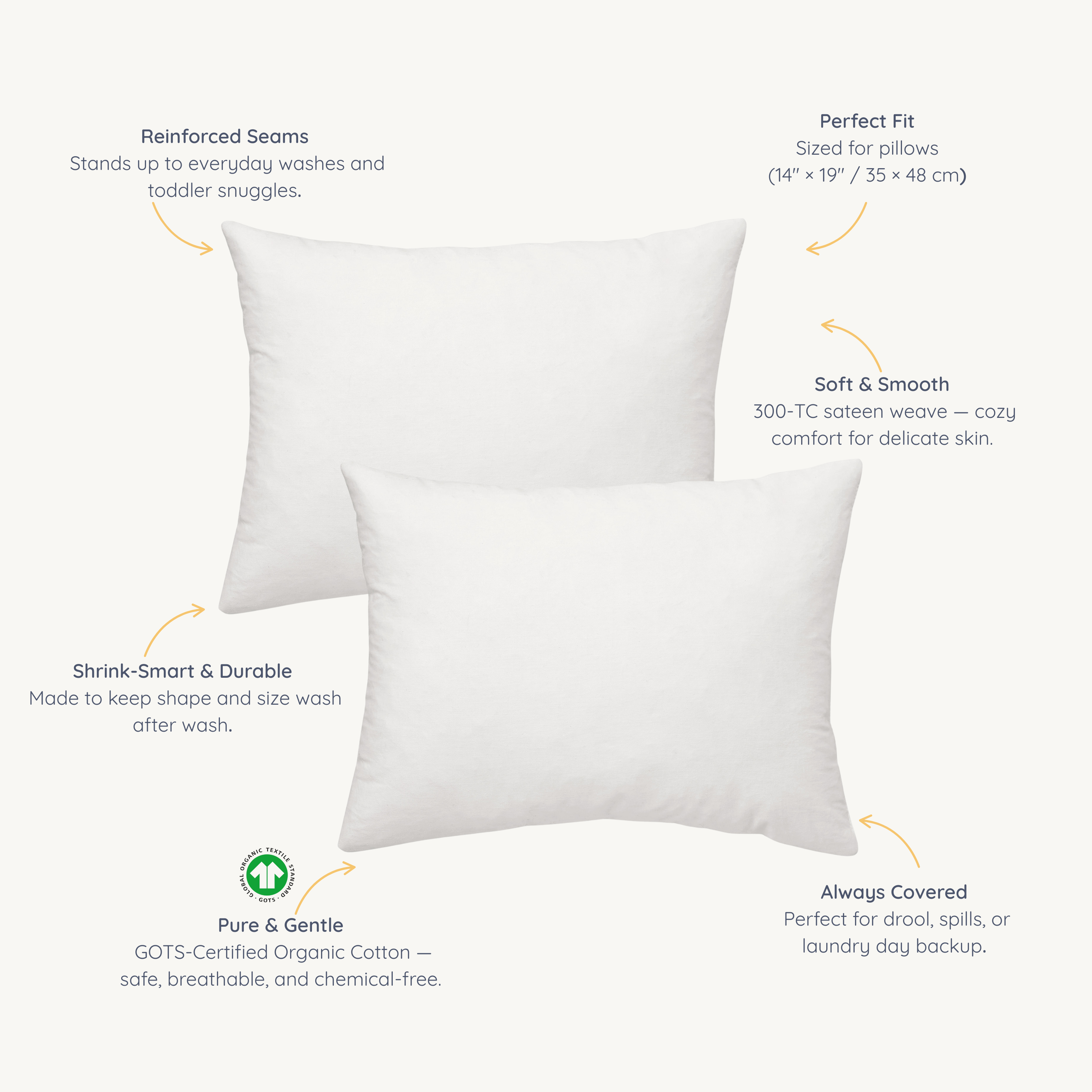 Organic Toddler Pillowcase - Solid Ivory