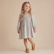 Organic Smocked Ruffle Dress - Ivy