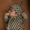 Organic Kimono Knotted Sleep Gown - Checker - Makemake Organics