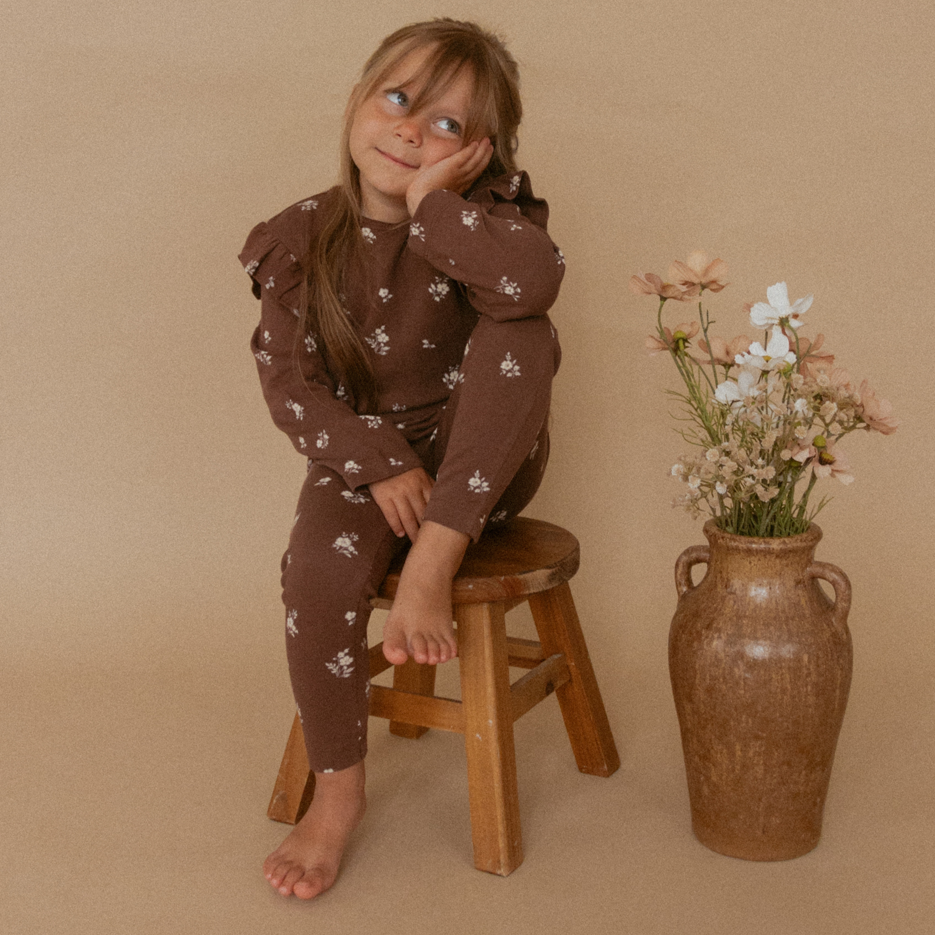 Organic Leggings - Set of 2 - Birch + Dark Brown - Makemake Organics
