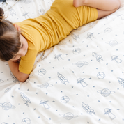 Organic Duvet Cover - Astro & Navy Blue Stripes - Makemake Organics