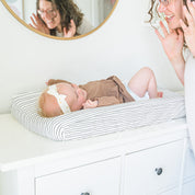 Organic Changing Pad Cover - Navy Stripes - Makemake Organics