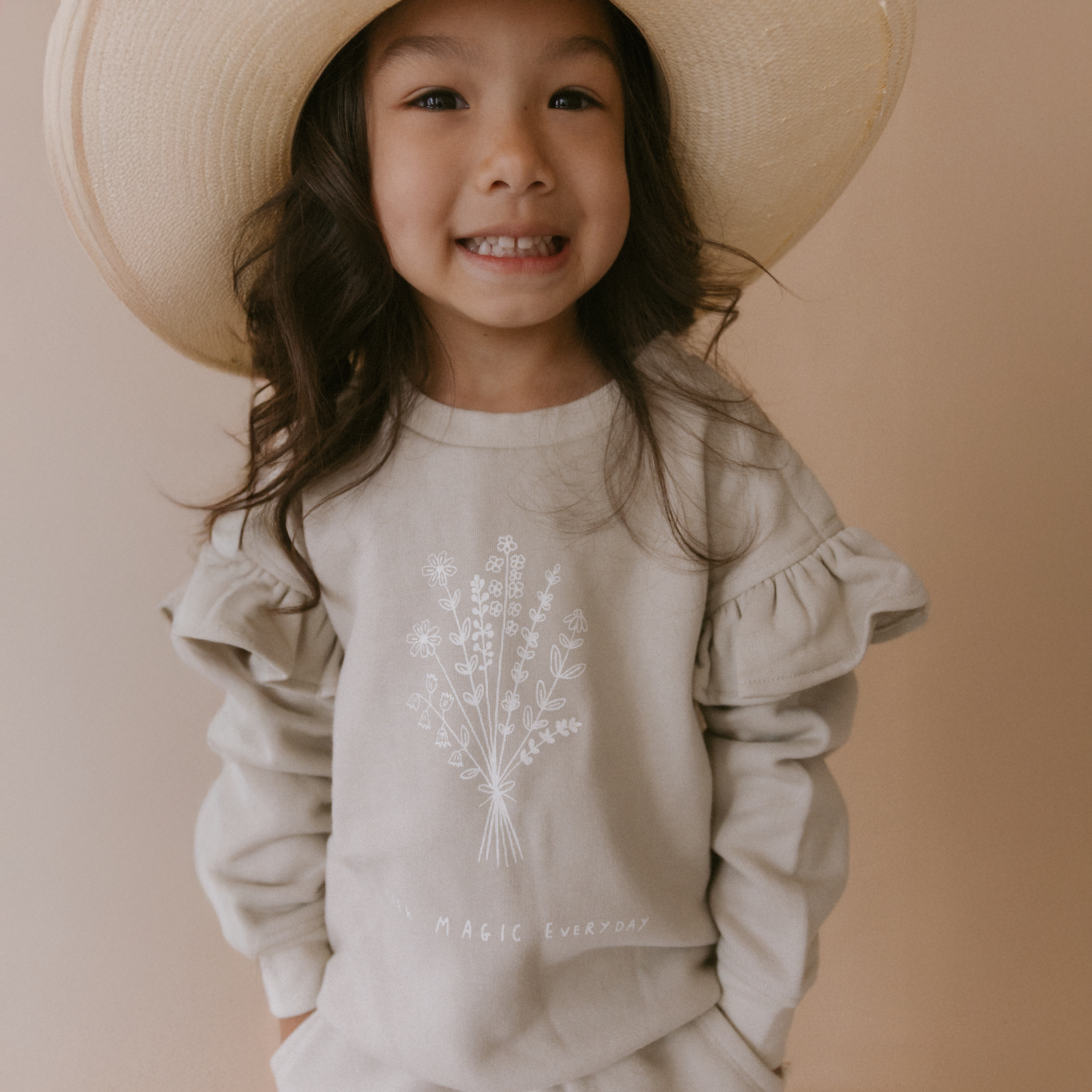 Organic Fleece Ruffle Sleeve Sweatshirt - Magic - Makemake Organics