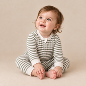 Organic 2-Way Zip Romper - Olive Stripes