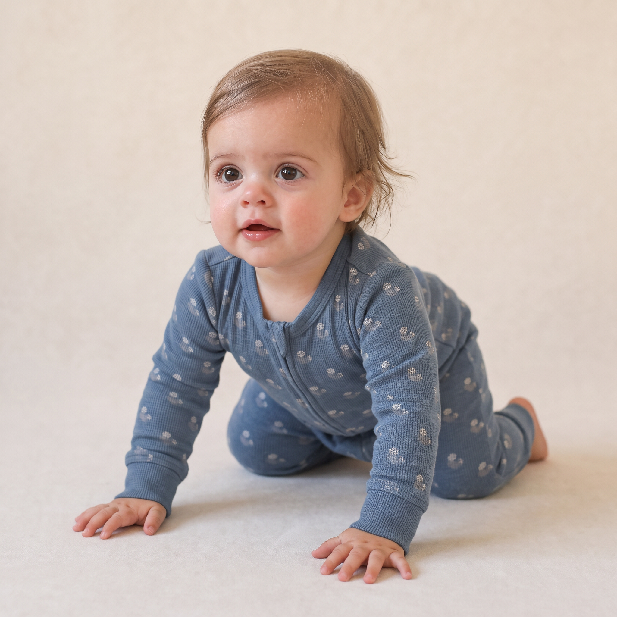 Organic 2-Way Zip Romper - Indigo Blossom