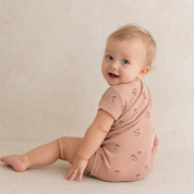 Organic Short Sleeve Bubble Romper - Island Palm - Makemake Organics